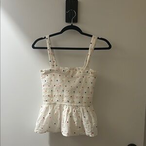 LOFT White Top with Colorful Dots